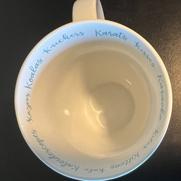 LISA AUDIT Letter "K" Initial Monogram Ceramic Mug ~ Floral Motif ~ Ribbing - Picture 11 of 13